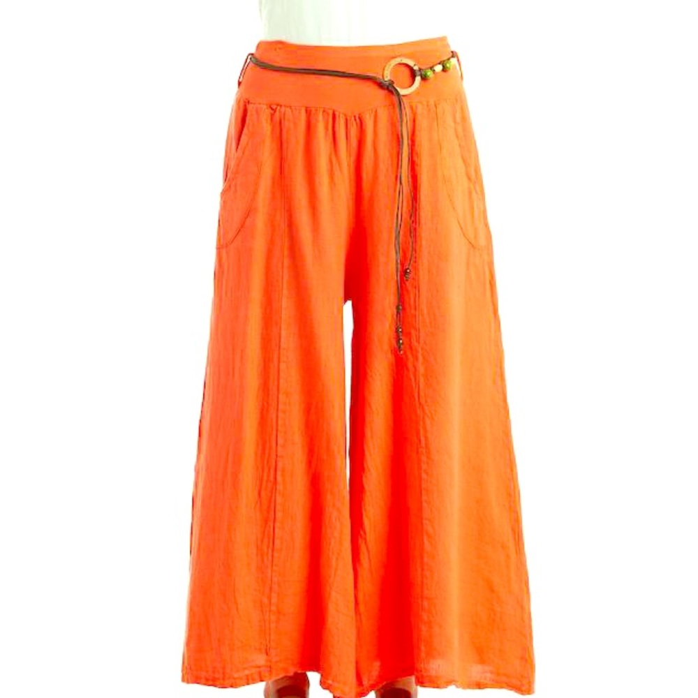 Linen orange Palazzo pants. Made in Italy - Size M